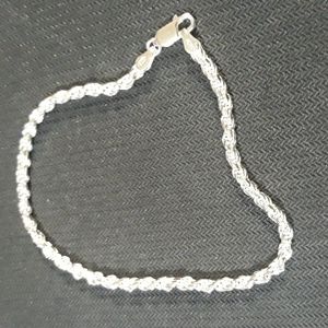 Sterling Silver Rope Bracelet/Anklet 3.2mm   Diamond Cut